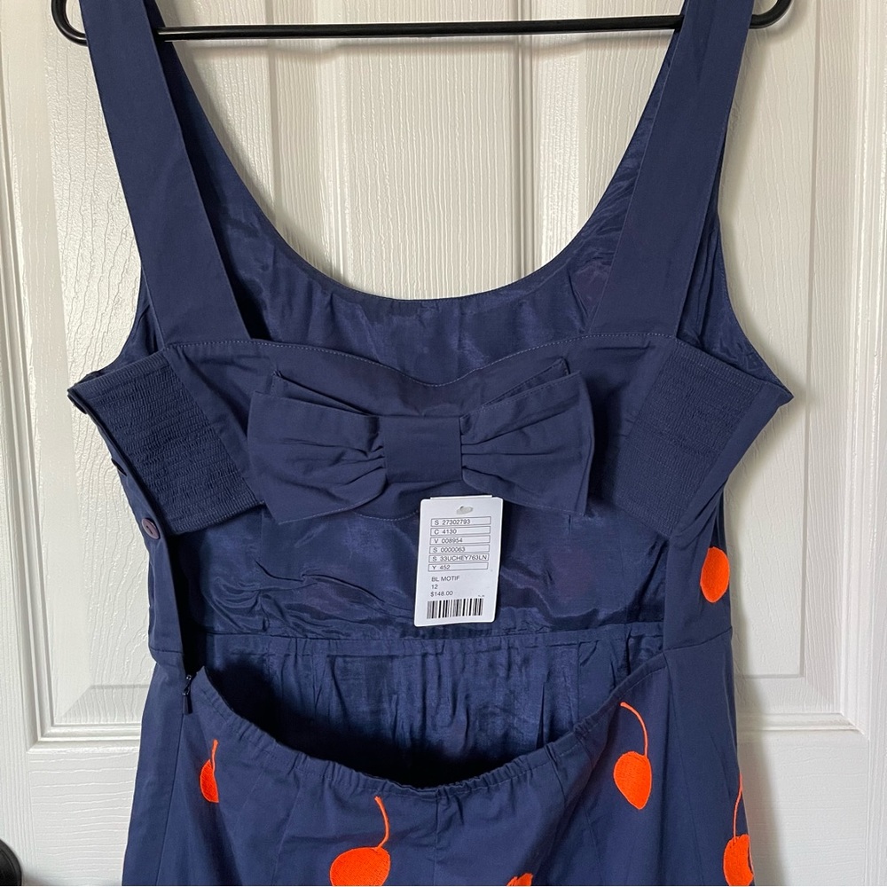 Anthropologie Leifnotes Embroidered Cherry Drop Motif Novelty Dress size 12 - Picture 6 of 9
